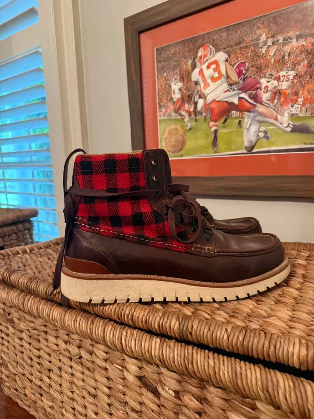 Cole Haan Grandexplore Men's Moc Toe Waterproof Boots Plaid Size 12